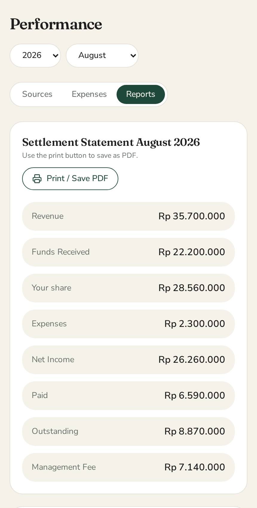 Settlement and payouts